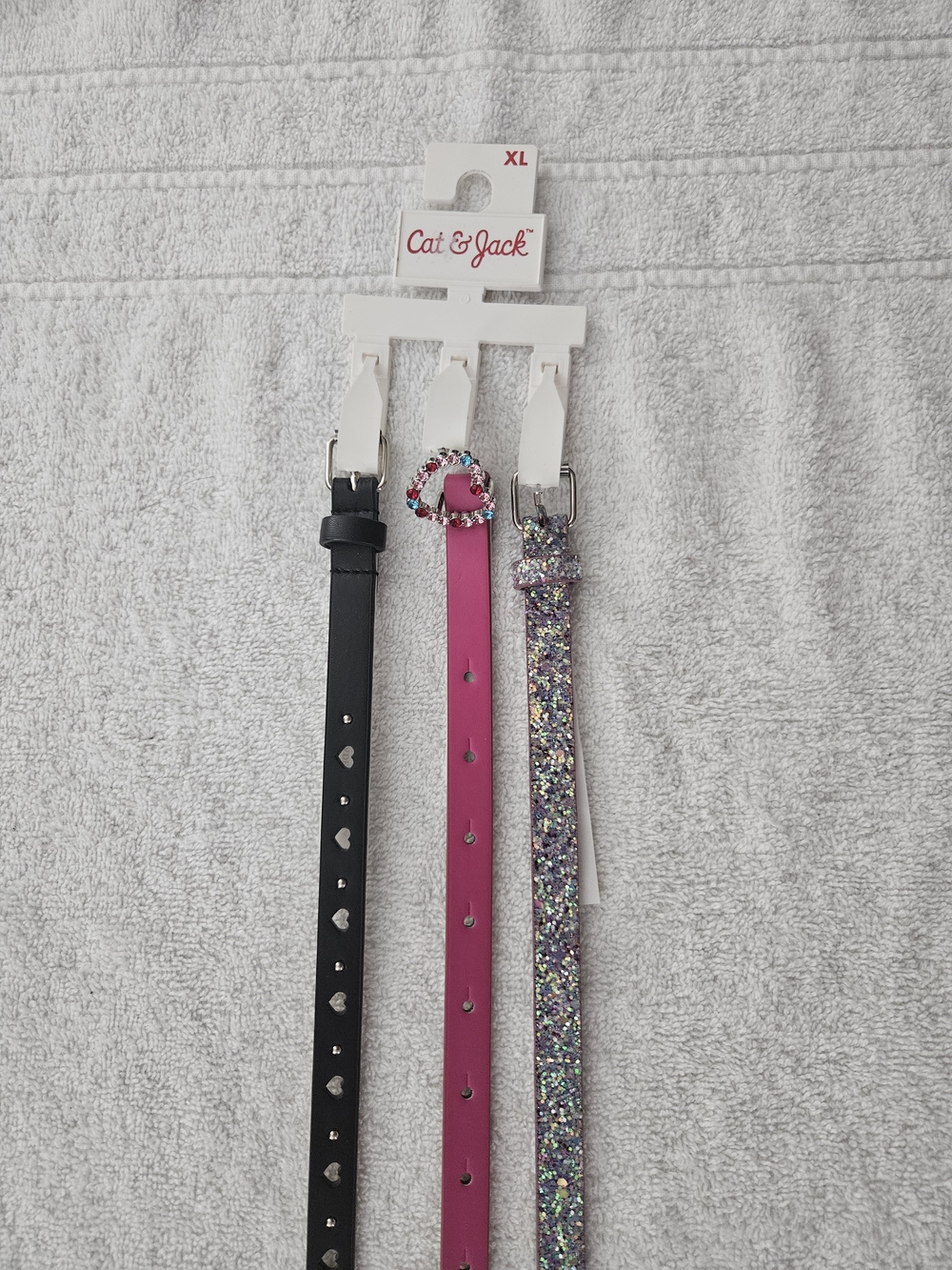 Cat & Jack Girls XL 3 Pack Hearts Glitter Skinny Adjustable Fashion Belts NWT